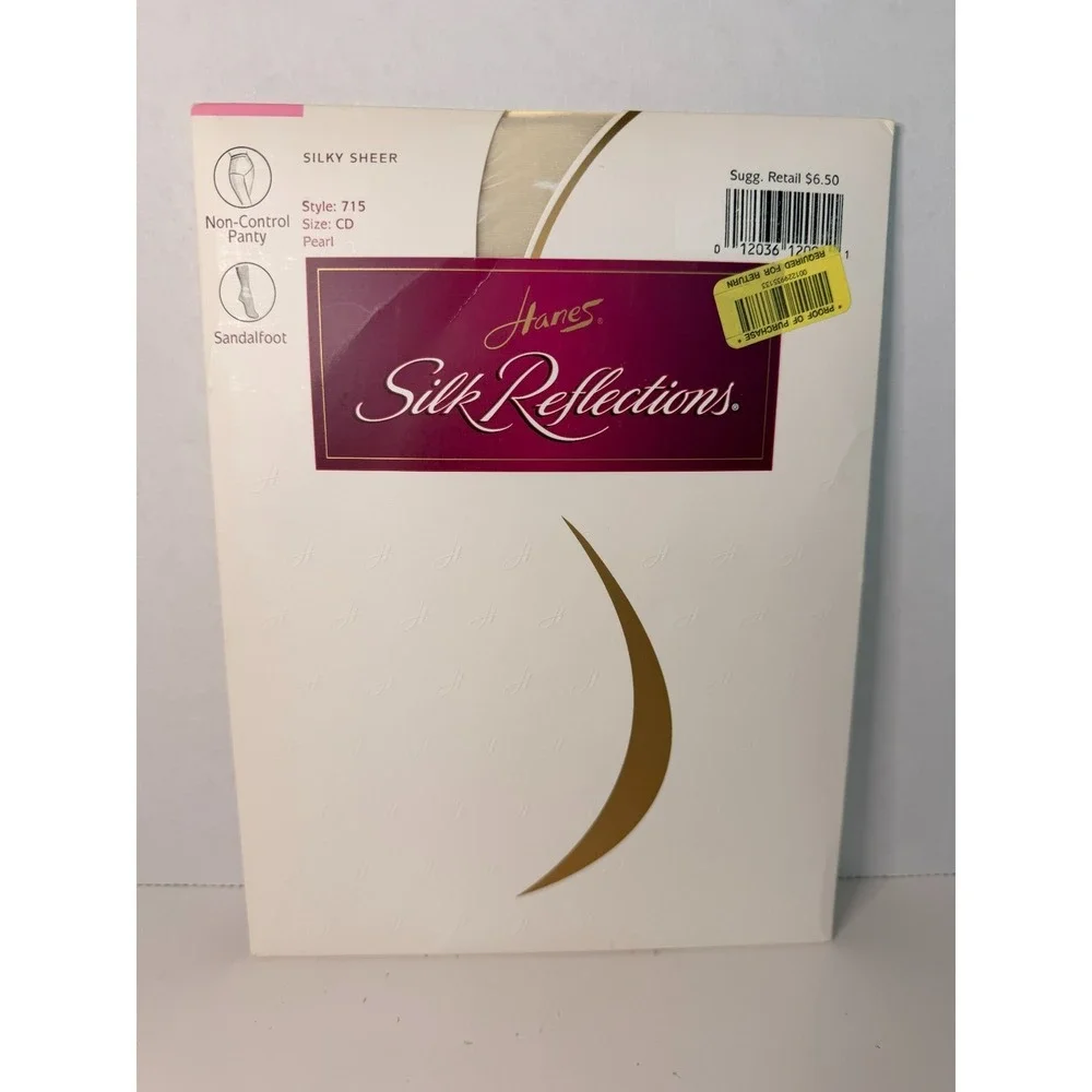 Hanes Silk Reflections Silky Sheer Pantyhose Style 715 Pearl Size CD Sandalfoot